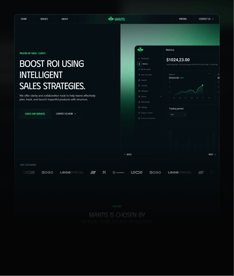 Mantis Framer template preview