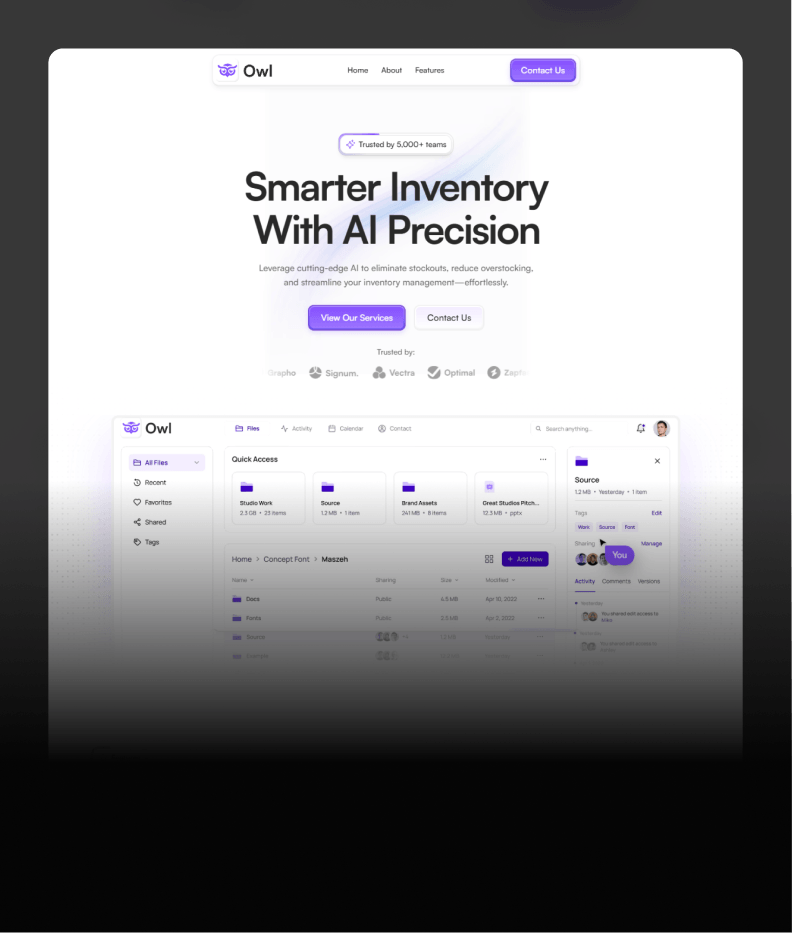 Owl Framer template preview